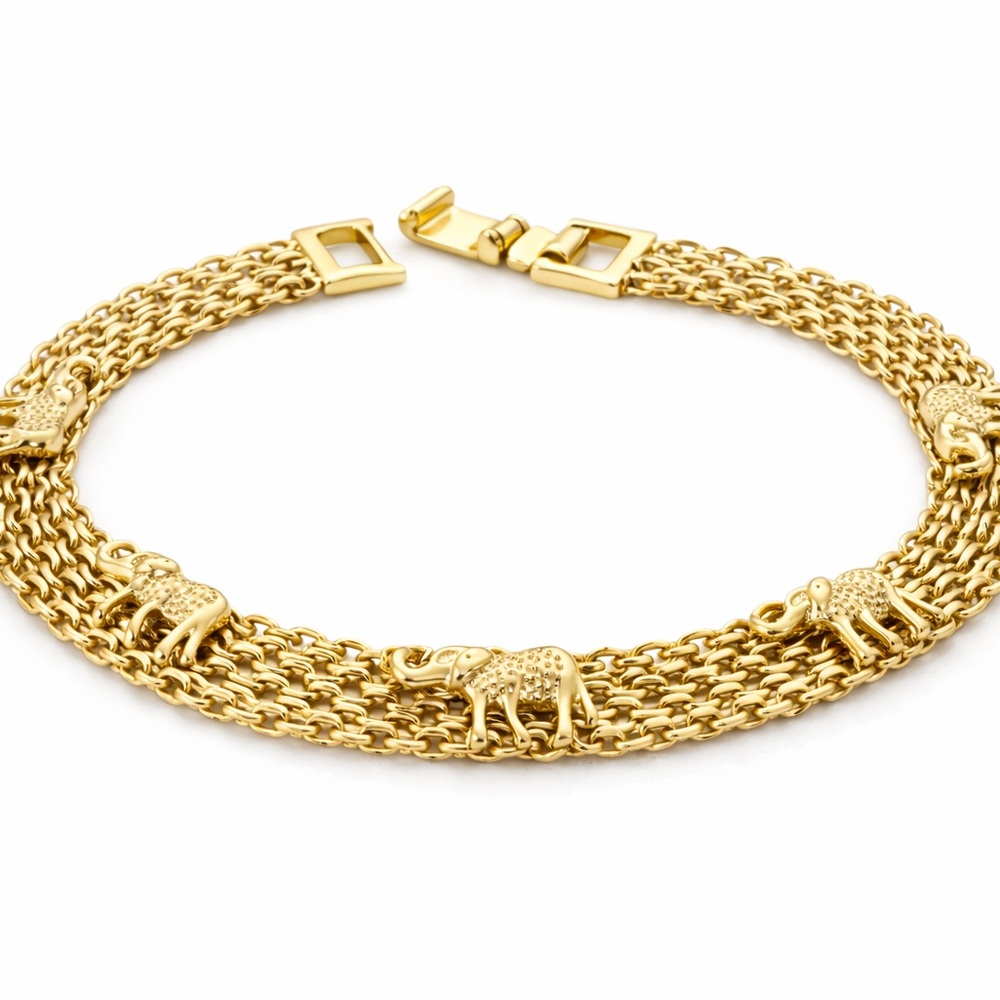Gold Elephant Charm Bracelet - Picture 3 of 4